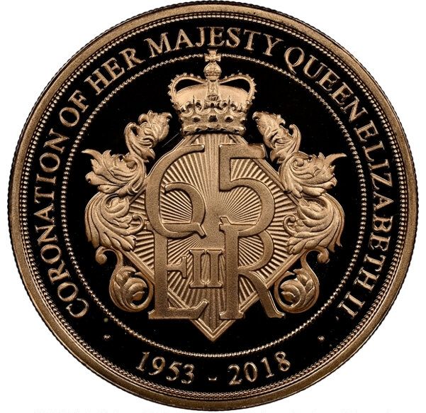 Isle of Man 1 Pound - Elizabeth II 65th Coronation Anniversary; Gold Proof reverse