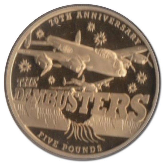 Guernsey 5 Pounds - Elizabeth II Dambusters; Gold Proof