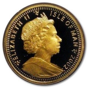 Isle of Man 1 Crown - Elizabeth II Golden Jubilee - Queen on horseback (Gold) obverse