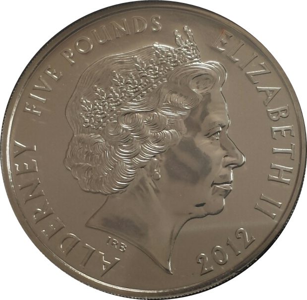 Alderney 5 Pounds - Elizabeth II Poppy, We Will Remember Them obverse