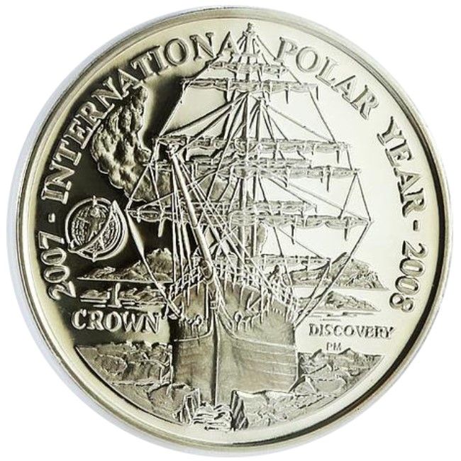 Falkland Islands 1 Crown - Elizabeth II International Polar Year reverse