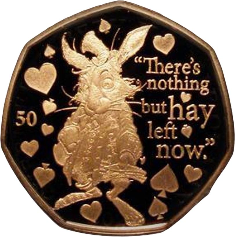 Isle of Man 50 Pence - Elizabeth II The March Hare; Gold Proof reverse