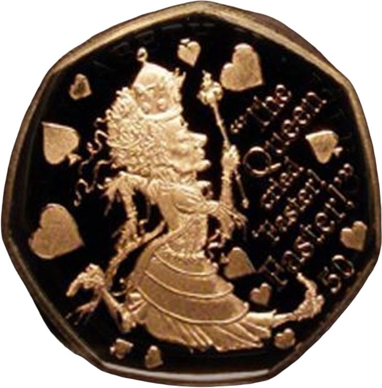 Isle of Man 50 Pence - Elizabeth II The Red Queen; Gold Proof reverse