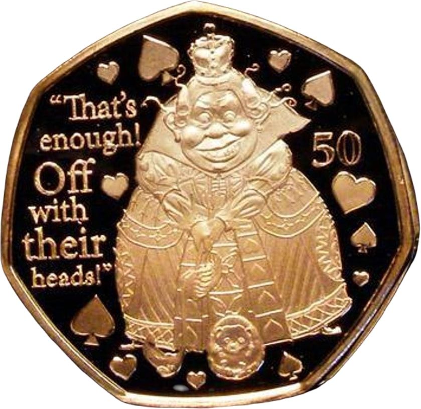 Isle of Man 50 Pence - Elizabeth II Queen Of Hearts; Gold Proof reverse