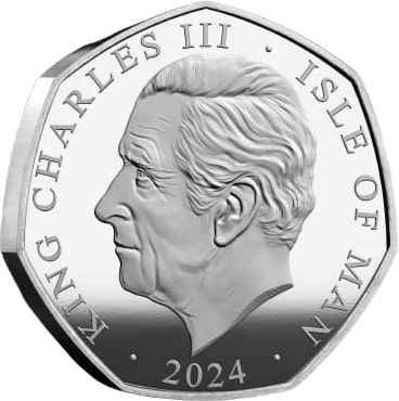 Isle of Man 50 Pence - Charles III D-Day Normandy Landings; Silver Proof obverse