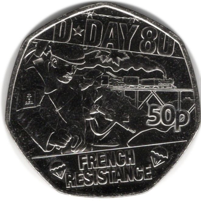 Isle of Man 50 Pence - Charles III D-Day French Resistance