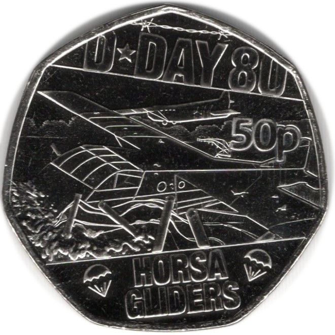 Isle of Man 50 Pence - Charles III D-Day Horsa Gliders