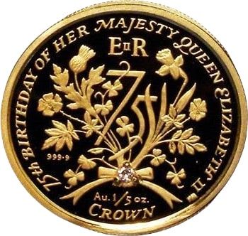 Isle of Man ⅕ Crown - Elizabeth II Diamond Birthday of Queen Elizabeth II reverse