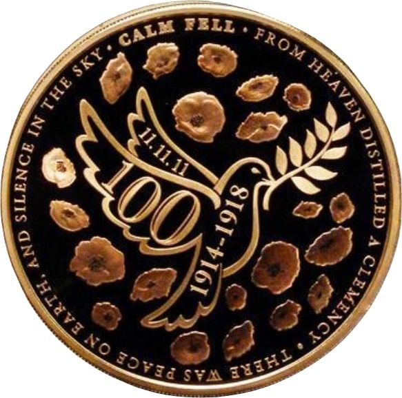 Jersey 5 Pounds - Elizabeth II The Centenary of the First World War; Gold Proof reverse