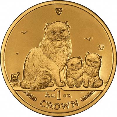 Isle of Man 1 Crown - Elizabeth II Himalayan Cat; Gold Issue reverse