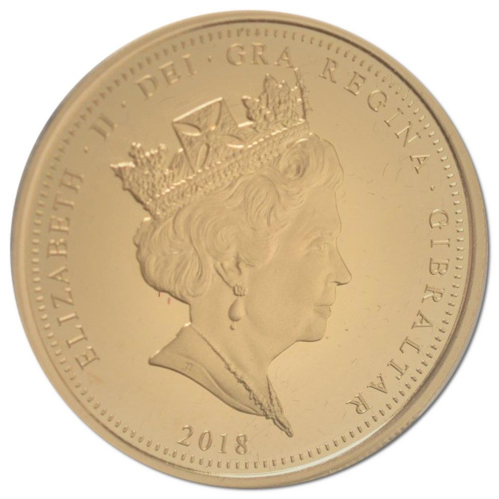 Gibraltar 2 Sovereigns - Elizabeth II Coronation Jubilee obverse