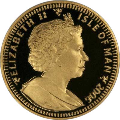 Isle of Man 1 Crown - Elizabeth II Exotic Shorthair Cat; Gold obverse