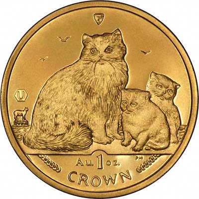 Isle of Man 1 Crown - Elizabeth II Ragdoll Cat; Gold reverse