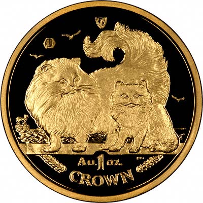 Isle of Man 1 Crown - Elizabeth II Chinchilla Cat; Gold