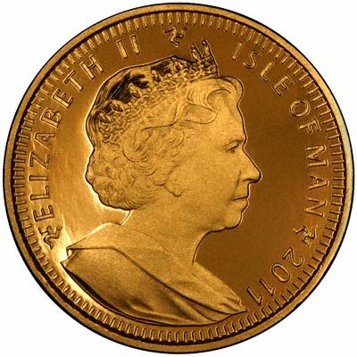 Isle of Man 1 Crown - Elizabeth II Turkish Angora Cat; Gold obverse