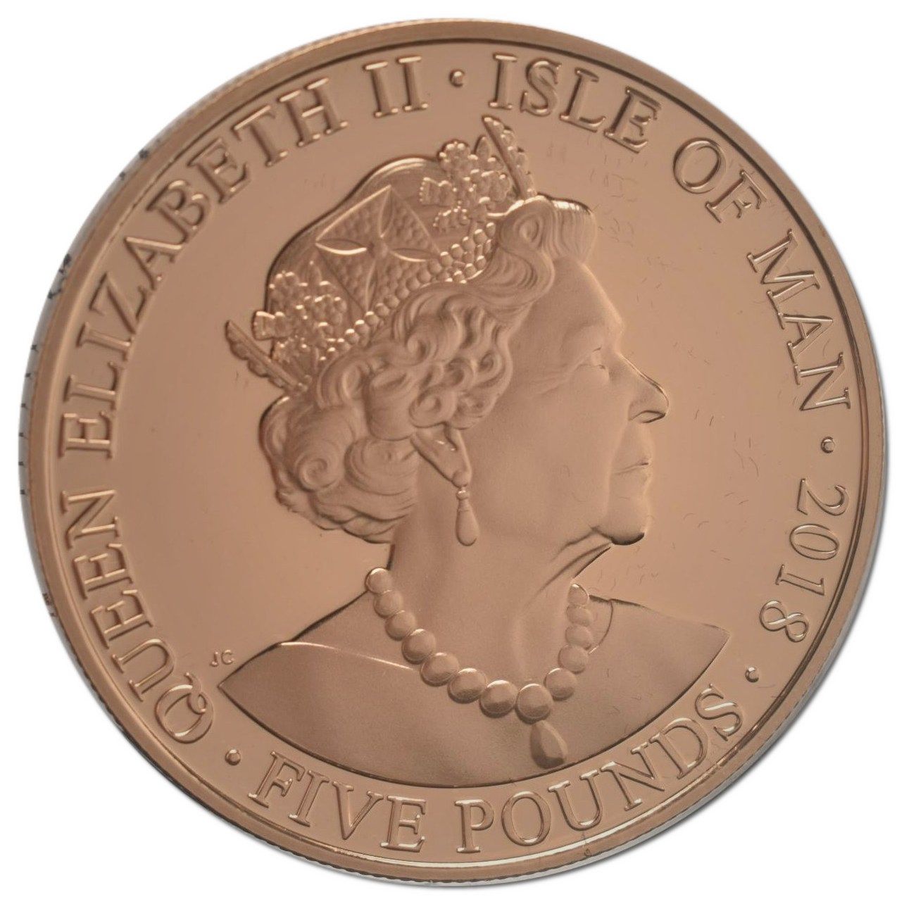 Isle of Man 5 Pounds - Elizabeth II 65th Coronation Anniversary; Gold Proof obverse