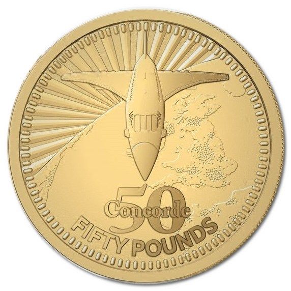 Gibraltar 50 Pounds - Elizabeth II Concorde 50th Anniversary