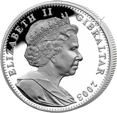 Gibraltar 32 Crowns - Elizabeth II Peter Rabbit obverse