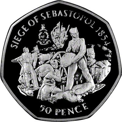 Gibraltar 50 Pence - Elizabeth II Royal Marines - Sebastopol; Silver Proof