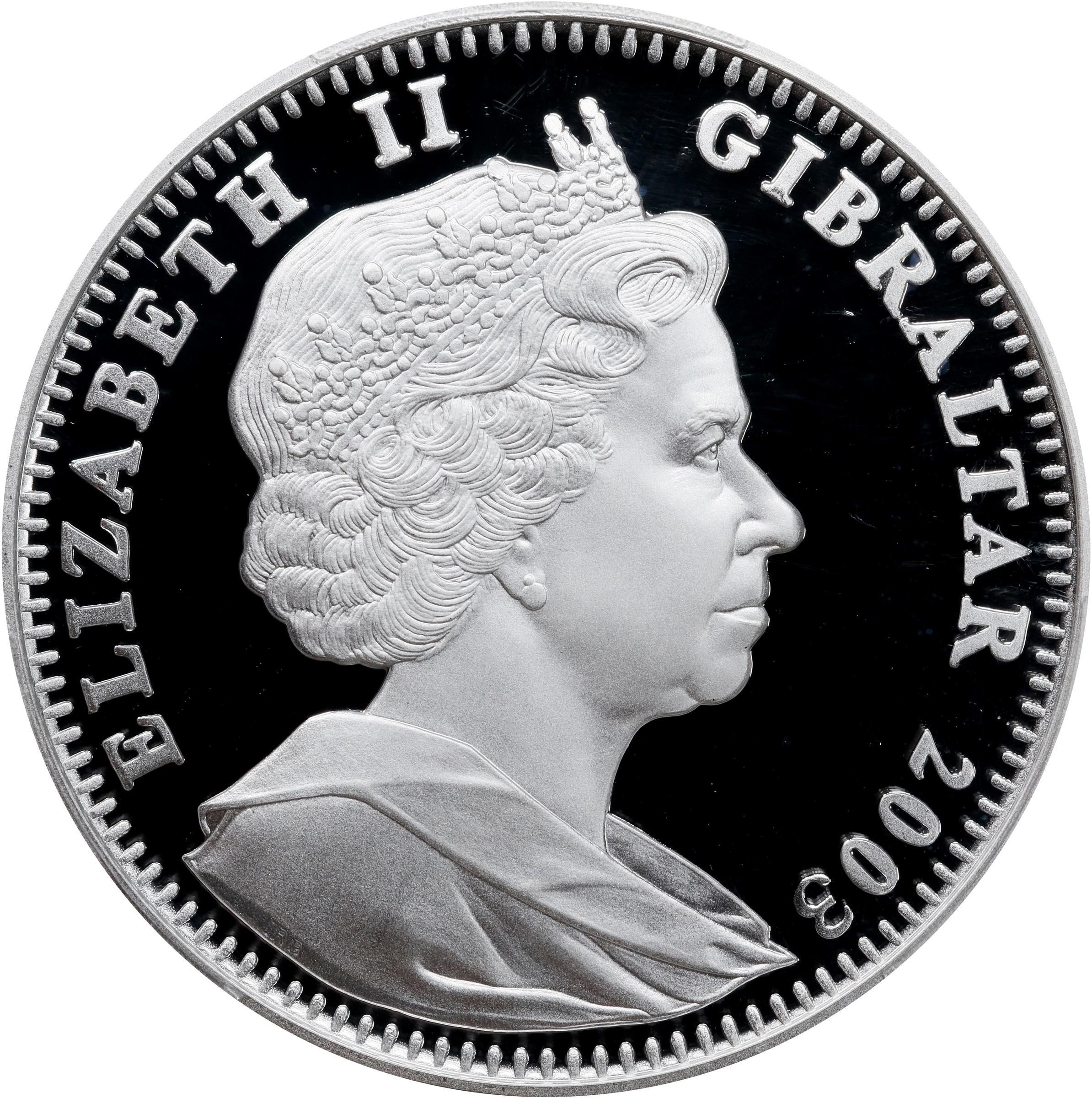 Gibraltar 5 Crowns - Elizabeth II 50th Anniversary of Coronation obverse