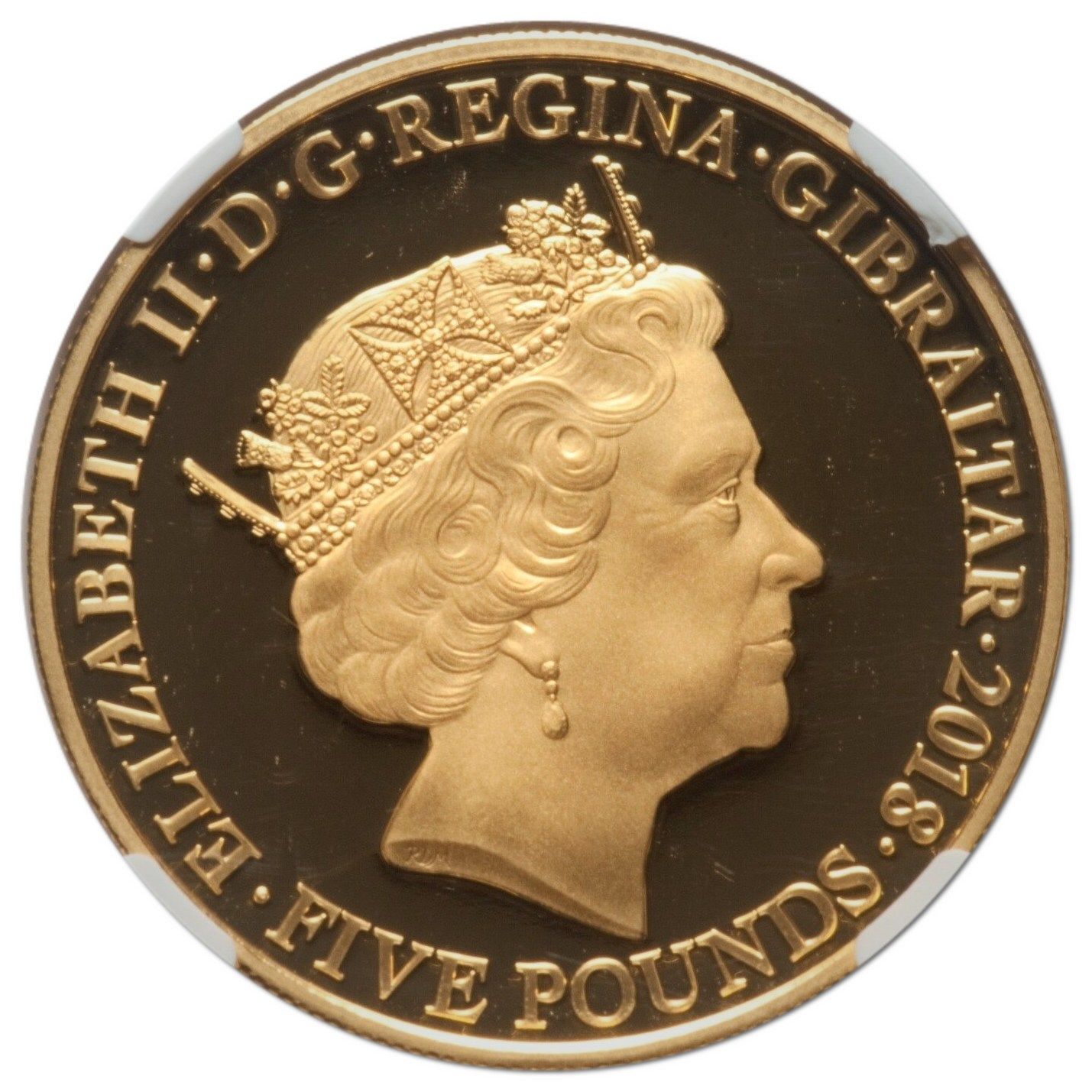 Gibraltar 5 Pounds - Elizabeth II The Legend of Saint George - Reward; Gold obverse