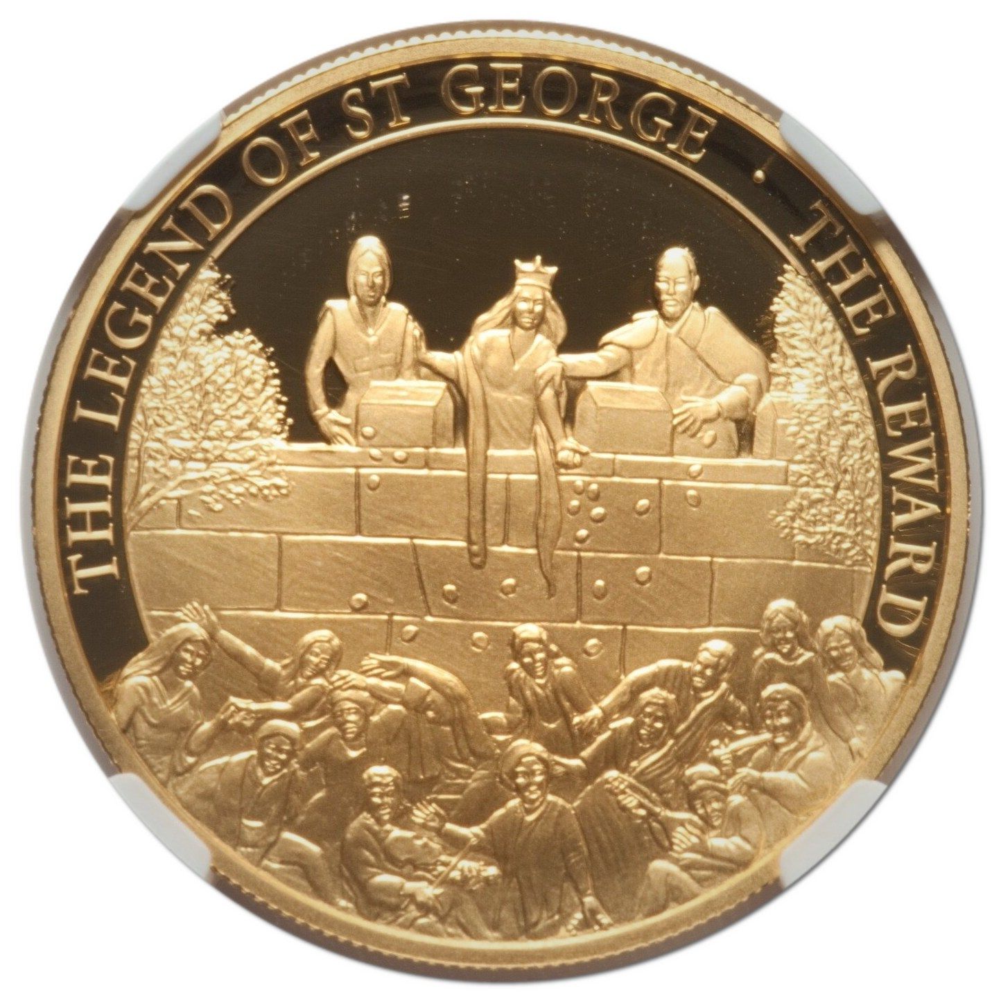 Gibraltar 5 Pounds - Elizabeth II The Legend of Saint George - Reward; Gold