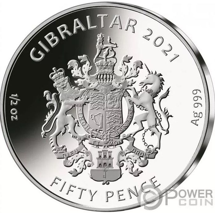 Gibraltar 50 Pence Waterloo - Arthur Wellesley obverse