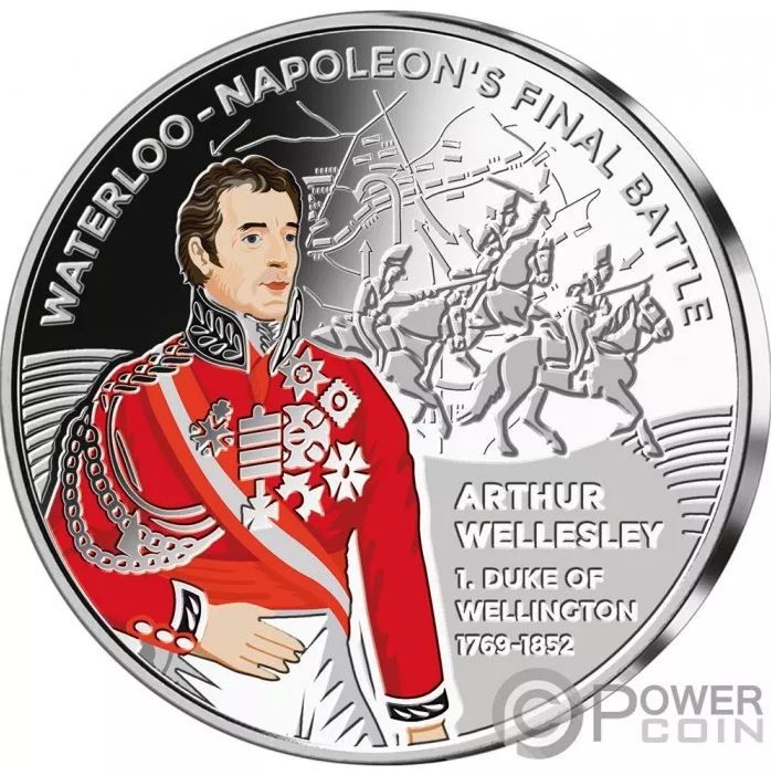 Gibraltar 50 Pence Waterloo - Arthur Wellesley reverse