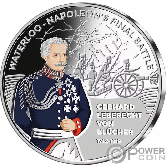 Gibraltar 50 Pence Waterloo - Gebhard Leberecht von Blucher reverse