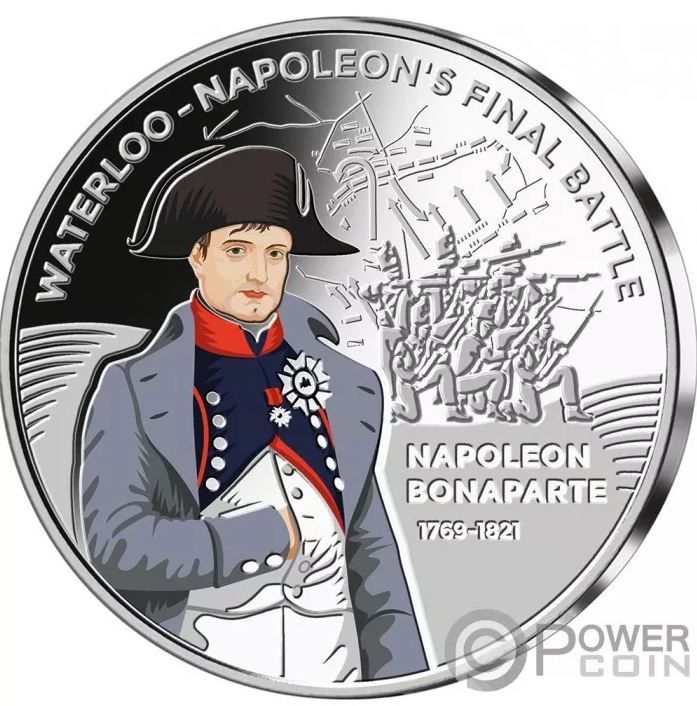 Gibraltar 50 Pence Waterloo - Napoleon Bonaparte reverse