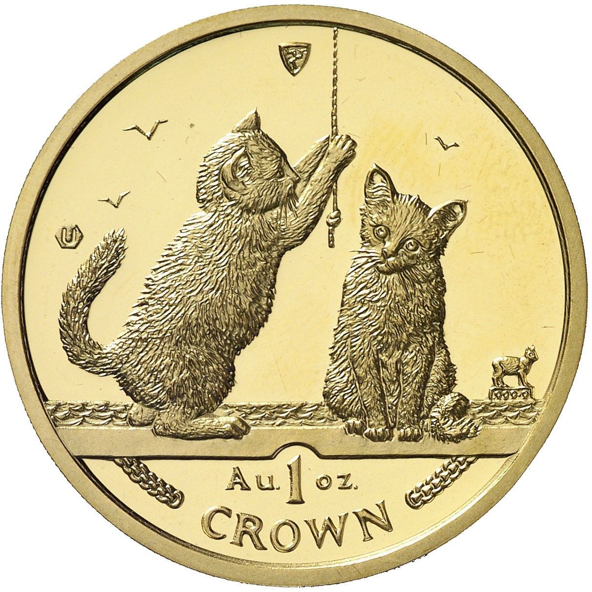 Isle of Man 1 Crown - Elizabeth II Somali Cat; Gold reverse