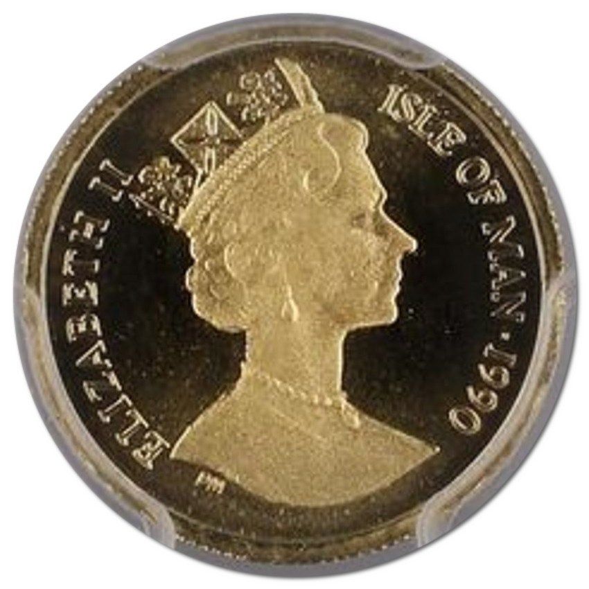 Isle of Man ⅒ Crown - Elizabeth II New York Alley cat obverse