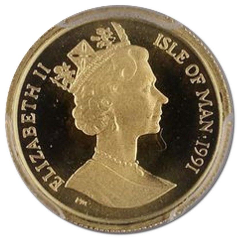 Isle of Man ⅒ Crown - Elizabeth II Norwegian Forest Cat obverse