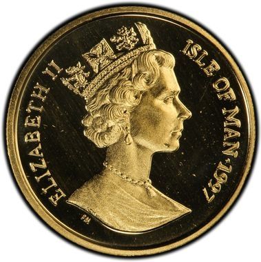 Isle of Man ⅕ Crown - Elizabeth II Long-haired Smoke Cat obverse