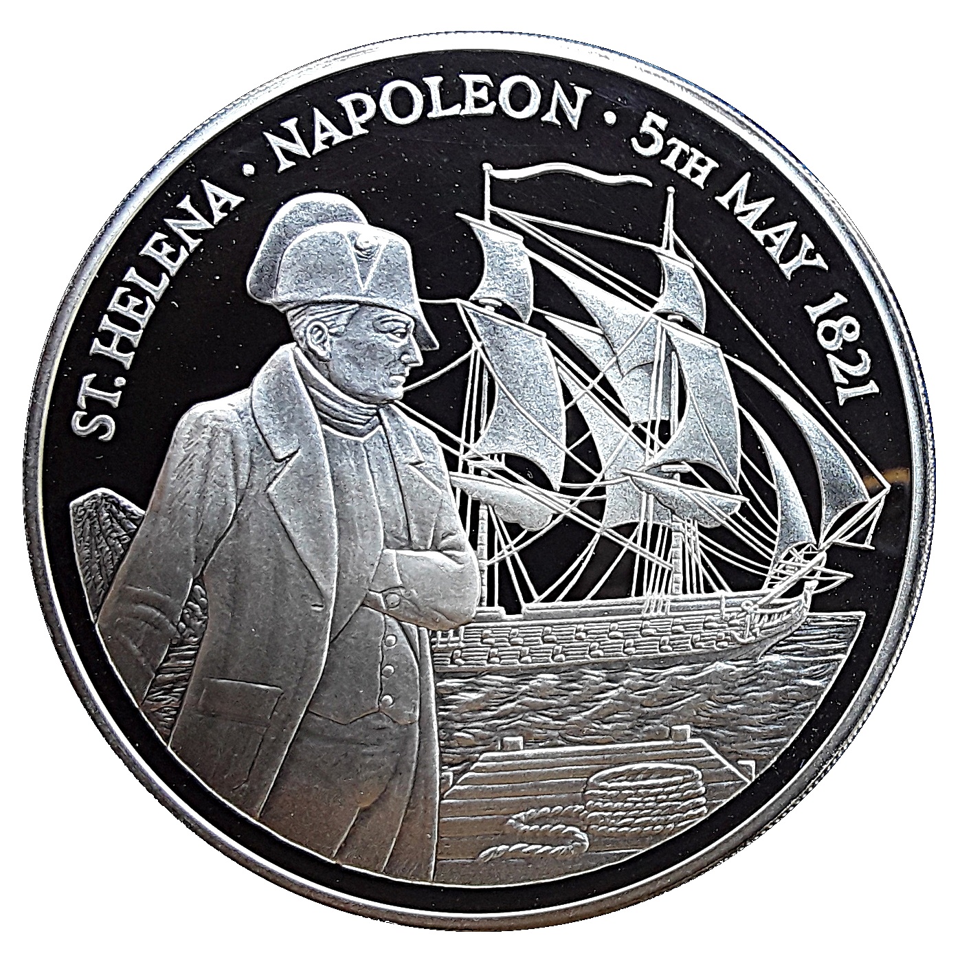 Saint Helena and Ascension 25 Pounds - Elizabeth II Napoleon's Death reverse
