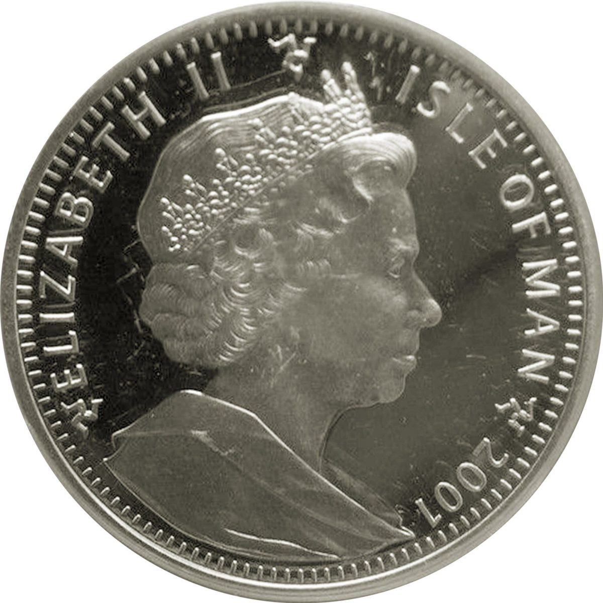 Isle of Man 1 Crown - Elizabeth II Norbert hatches; Silver Proof obverse