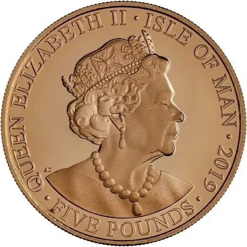 Isle of Man 5 Pounds - Elizabeth II Victoria - Jubilee Portrait; Veiled Proof obverse