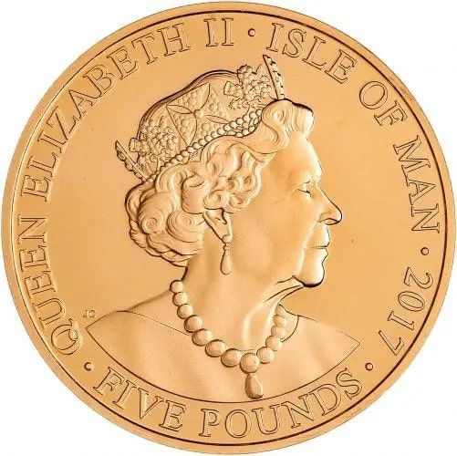 Isle of Man 5 Pounds - Elizabeth II Platinum Wedding Anniversary; Gold Proof obverse