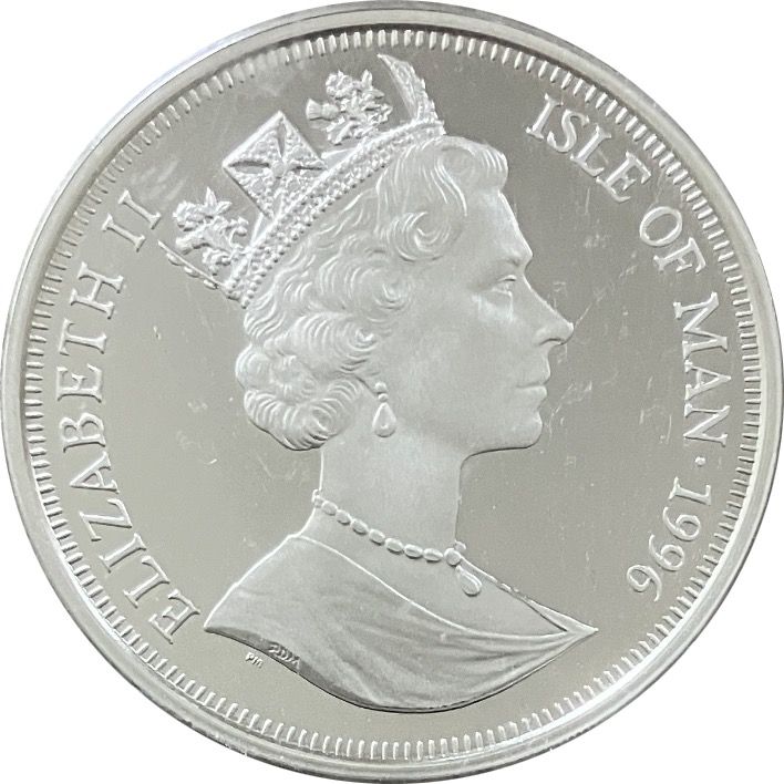 Isle of Man 1 Crown - Elizabeth II European Football Championship - England - Scotland; Silver Proof obverse