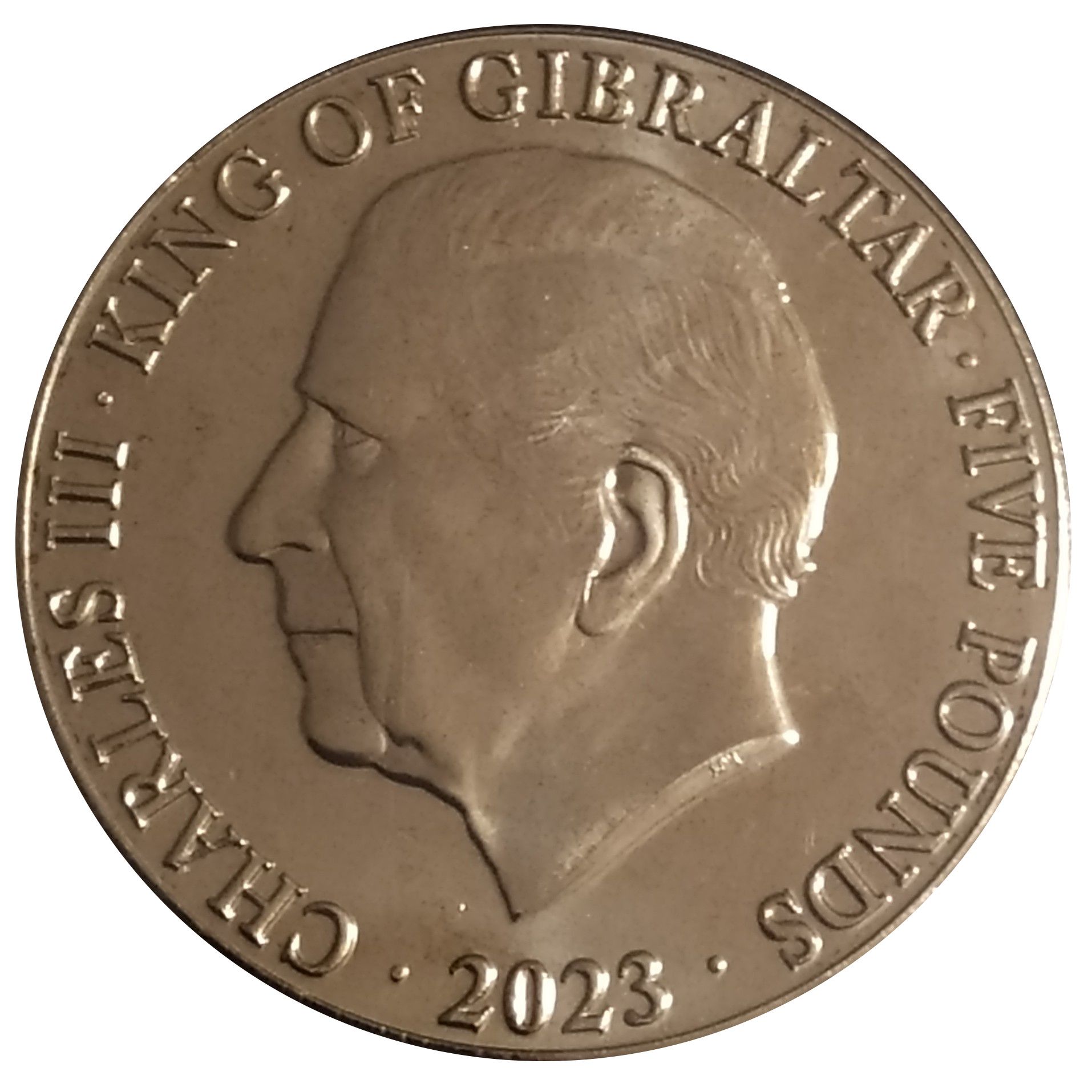 Gibraltar 5 Pounds - Charles III Coronation obverse