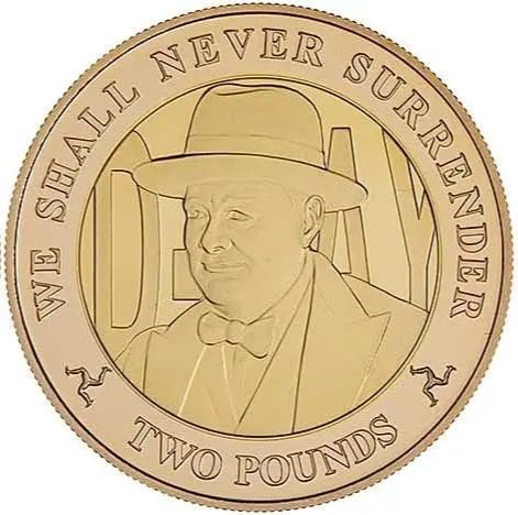 Isle of Man 2 Pounds - Elizabeth II Churchill; Gold Proof