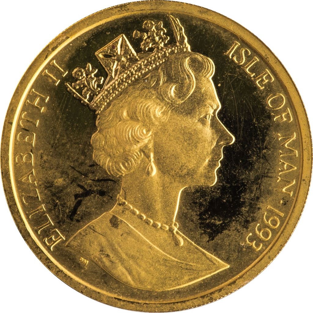 Isle of Man ½ Crown - Elizabeth II Maine Coon Cat obverse