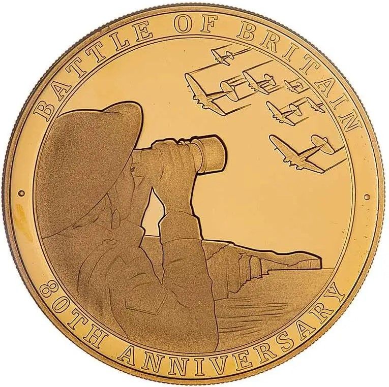 Isle of Man 5 Sovereigns - Elizabeth II Battle of Britain - Plane Spotter obverse