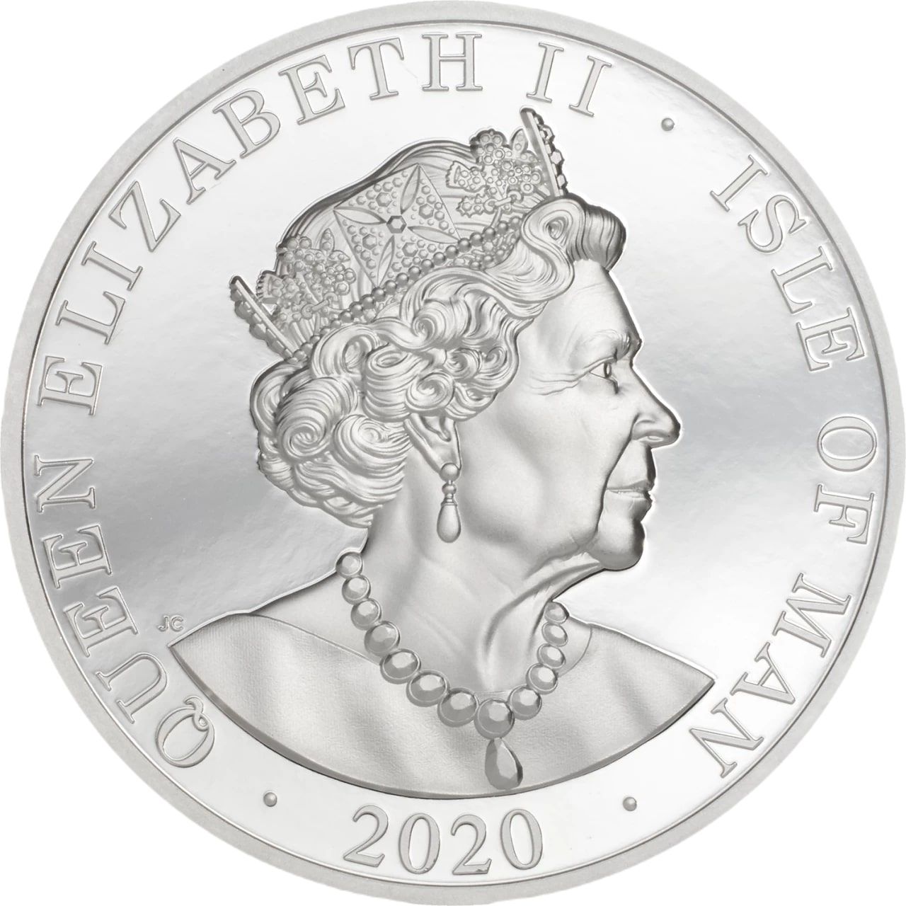 Isle of Man 1 Noble - Elizabeth II Longboat with four birds; Silver Piedfort obverse