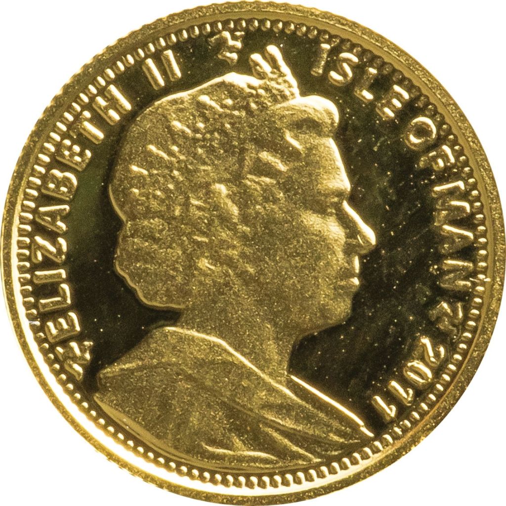 Isle of Man 1/25 Crown - Elizabeth II Peter Rabbit obverse