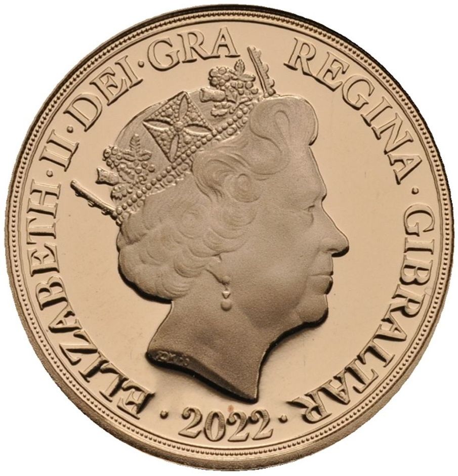 Gibraltar 1 Sovereign - Elizabeth II Platinum Jubilee obverse