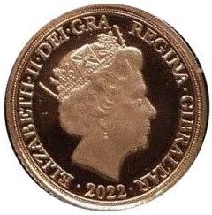 Gibraltar ½ Sovereign - Elizabeth II Platinum Jubilee obverse