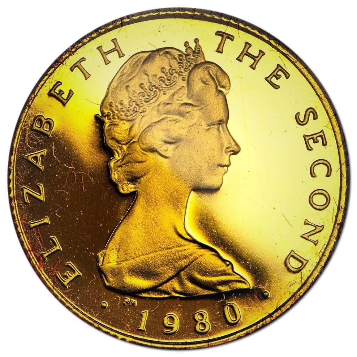 Isle of Man 1 Pound - Elizabeth II Triskelion on map; Gold Proof obverse