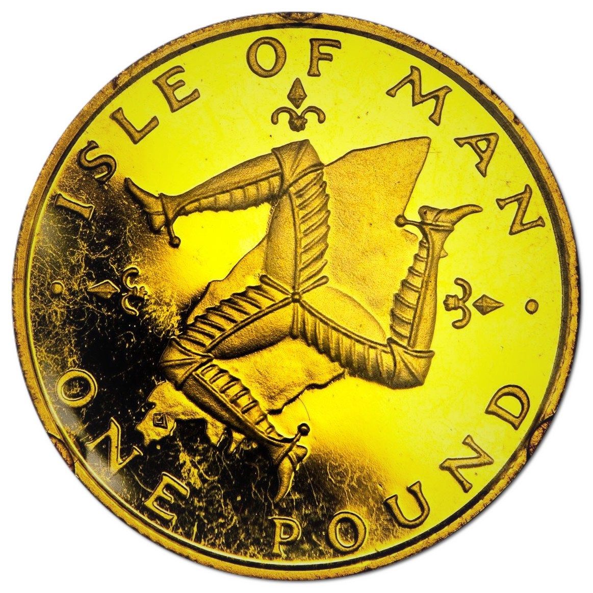 Isle of Man 1 Pound - Elizabeth II Triskelion on map; Gold Proof
