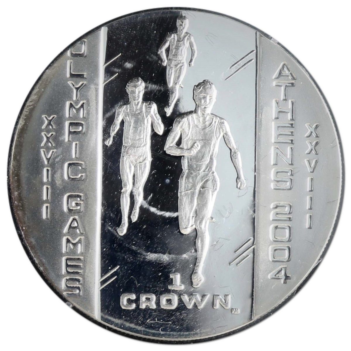 Isle of Man 1 Crown - Elizabeth II Olympic Games Athens - Runners; Silver Proof reverse